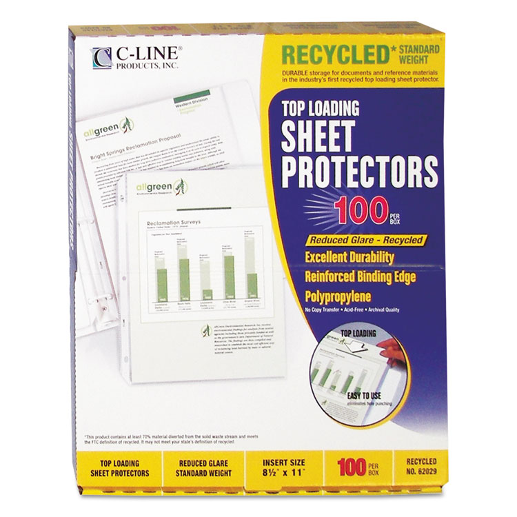 Picture of Recycled Polypropylene Sheet Protector, Reduced Glare, 2", 11 x 8 1/2, 100/BX