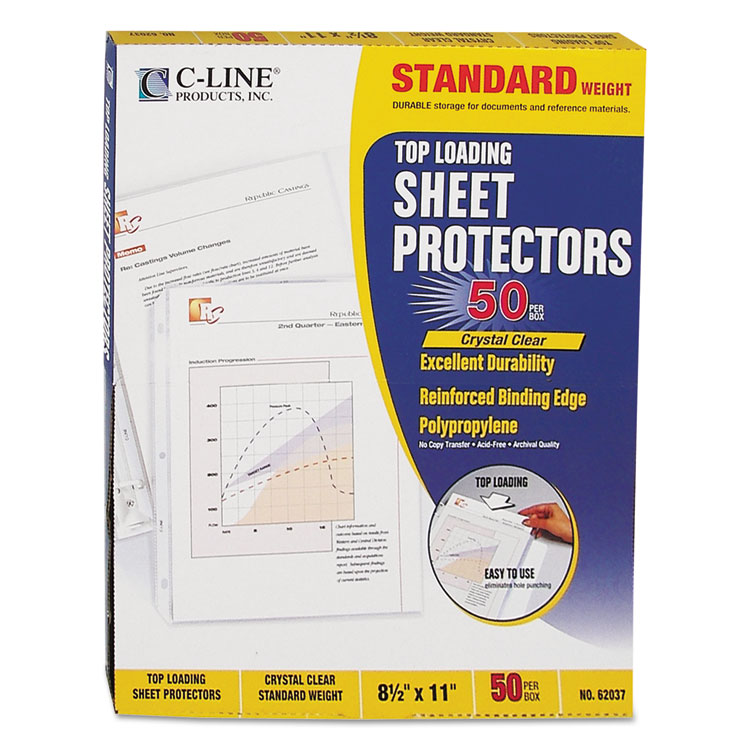 Picture of Standard Weight Polypropylene Sheet Protector, Clear, 2", 11 x 8 1/2, 50/BX