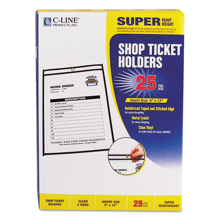 Picture of Shop Ticket Holders, Stitched, Both Sides Clear, 75", 9 x 12, 25/BX