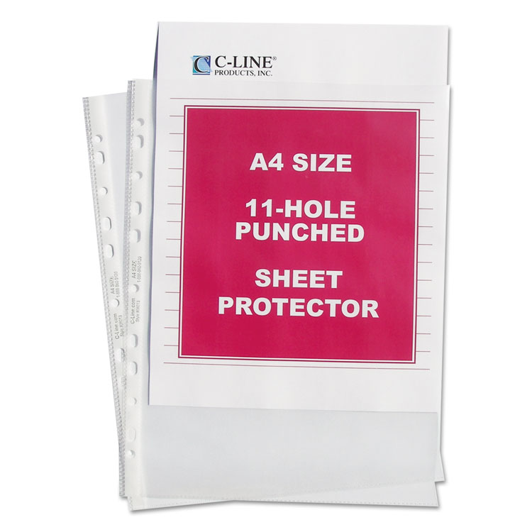 C-Line 61013 11 x 8 1/2 Super Heavy Weight Top-Loading Clear Vinyl Sheet  Protector - 50/Box