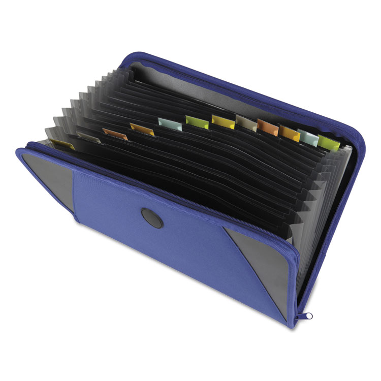 Picture of Expanding File with Zipper Closure, 13-Pocket, Tabbed Dividers, Blue