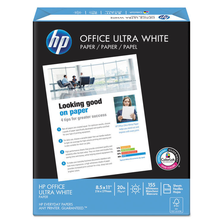 Picture of Office Ultra-White Paper, 92 Bright, 20lb, 8-1/2 x 11, 500/Ream, 10/Carton