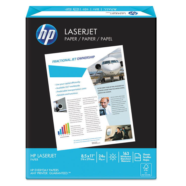 Picture of LaserJet Paper, 98 Brightness, 24lb, 8-1/2 x 11, Ultra White, 500 Sheets/Ream
