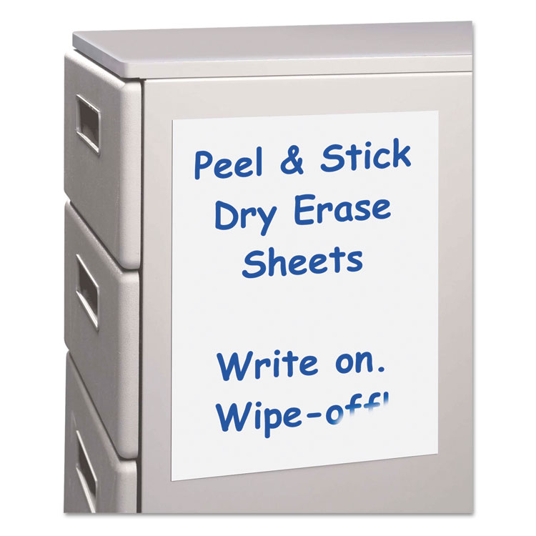 Picture of Peel and Stick Dry Erase Sheets, 8 1/2 x 11, White, 25 Sheets/Box
