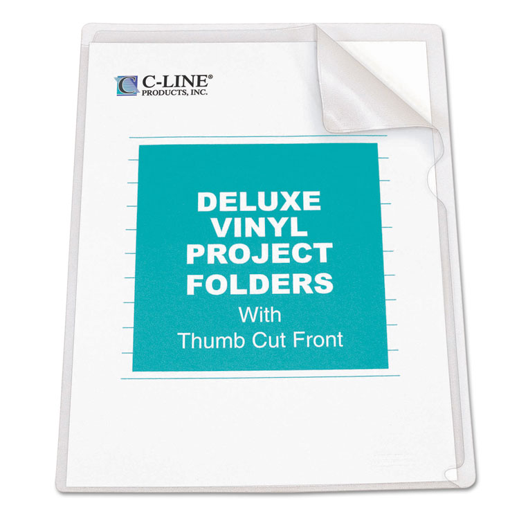Picture of Deluxe Project Folders, Jacket, Letter, Vinyl, Clear, 50/Box