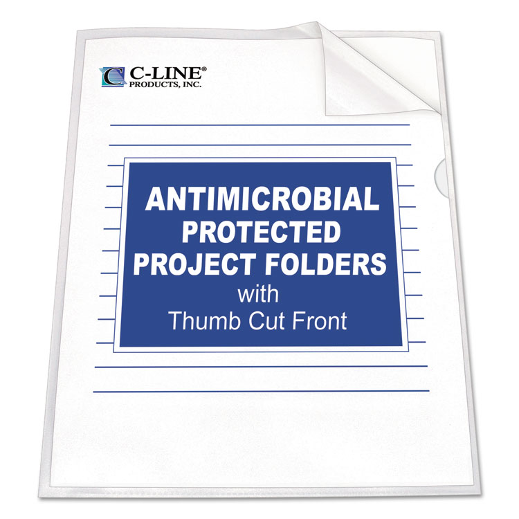 Picture of Antimicrobial Project Folders, Jacket, Letter, Polypropylene, Clear, 25/Box