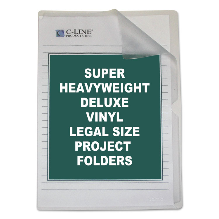 Picture of Deluxe Project Folders, Jacket, Legal, Vinyl, Clear, 50/Box