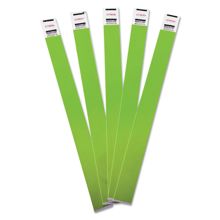 Picture of Crowd Management Wristbands, Sequentially Numbered, 10 x 3/4, Green, 100/Pack
