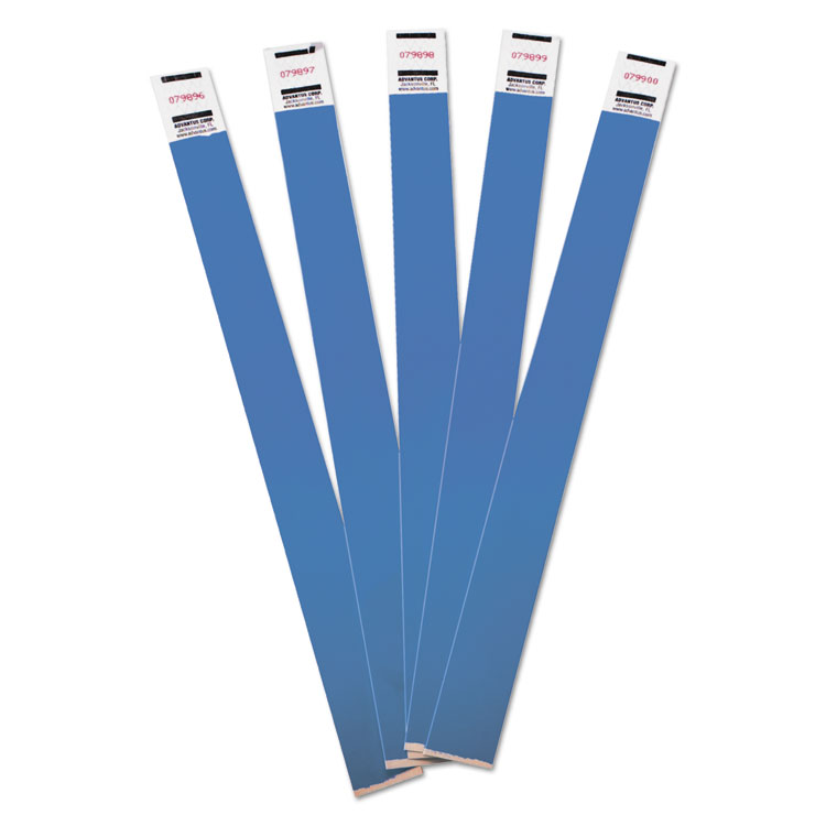 Picture of Crowd Management Wristbands, Sequentially Numbered, 10 x 3/4, Blue, 100/Pack