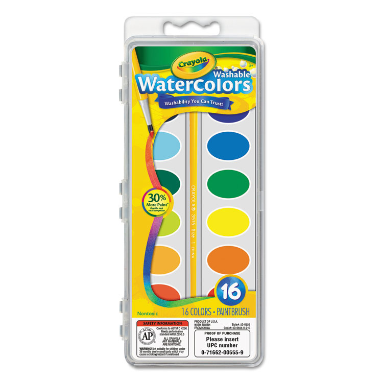 Picture of Washable Watercolor Paint, 16 Assorted Colors