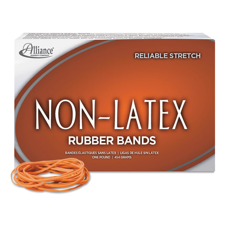Picture of Non-Latex Rubber Bands, Sz. 19, Orange, 3-1/2 x 1/16, 1440 Bands/1lb Box