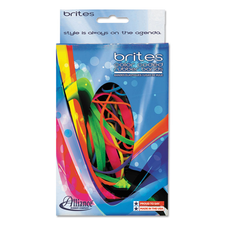 Picture of Brites Pic-Pac Rubber Bands, Blue/orange/yellow/lime/purple/pink, 1-1/2-Oz Box