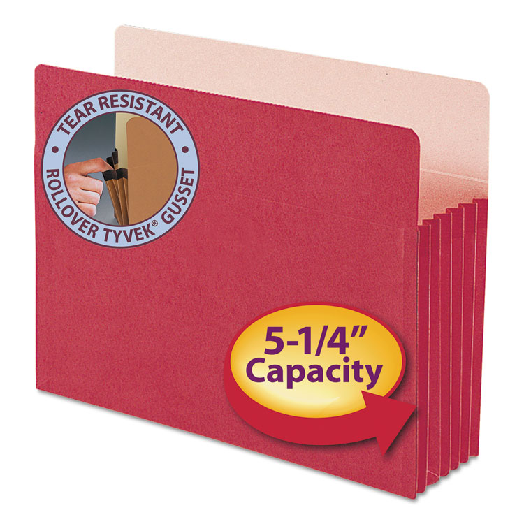 Picture of 5 1/4" Exp Colored File Pocket, Straight Tab, Letter, Red