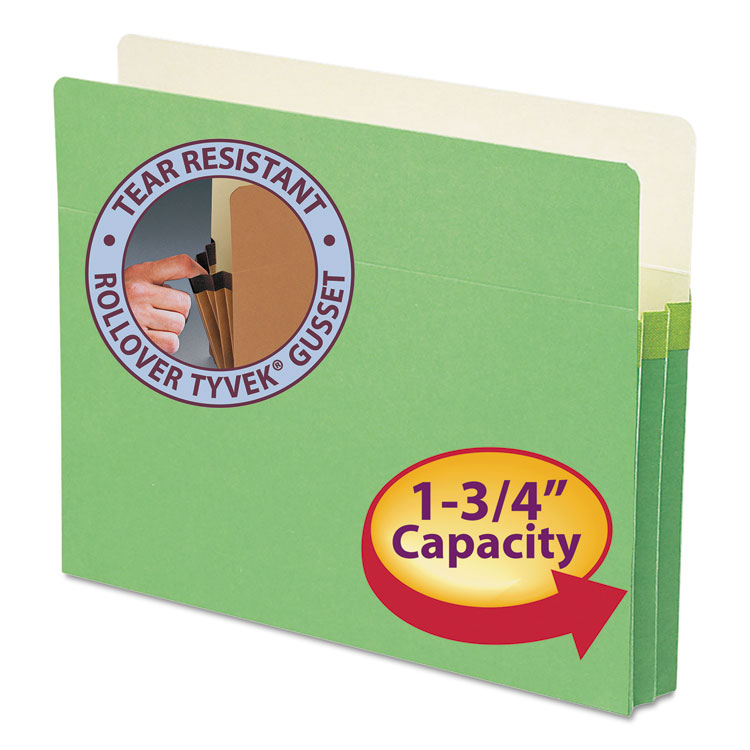 Picture of 1 3/4" Exp Colored File Pocket, Straight Tab, Letter, Green