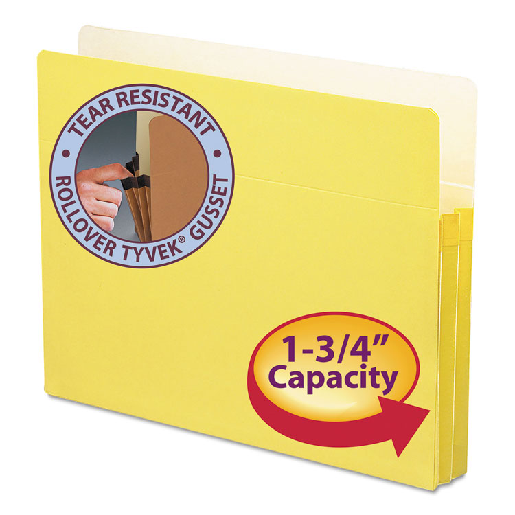 Picture of 1 3/4" Exp Colored File Pocket, Straight Tab, Letter, Yellow