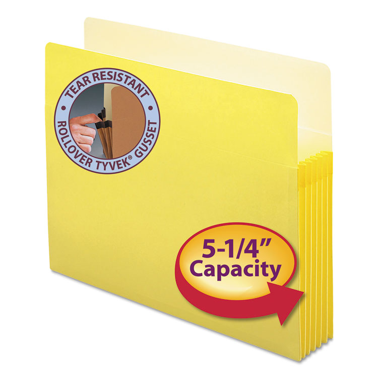 Picture of 5 1/4" Exp Colored File Pocket, Straight Tab, Letter, Yellow