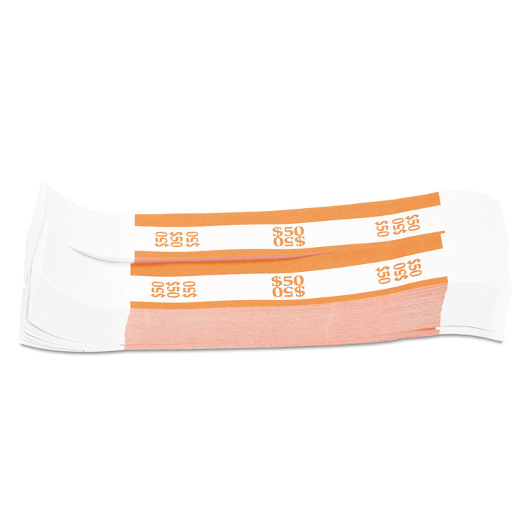 Picture of Currency Straps, Orange, $50 in Dollar Bills, 1000 Bands/Pack