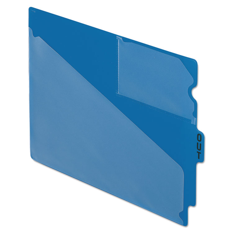 Picture of End Tab Poly Out Guides, Center "OUT" Tab, Letter, Blue, 50/Box