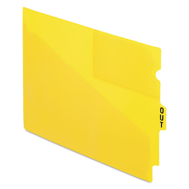 Picture of End Tab Poly Out Guides, Center "OUT" Tab, Letter, Yellow, 50/Box