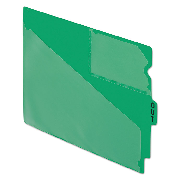 Picture of End Tab Poly Out Guides, Center "OUT" Tab, Letter, Green, 50/Box
