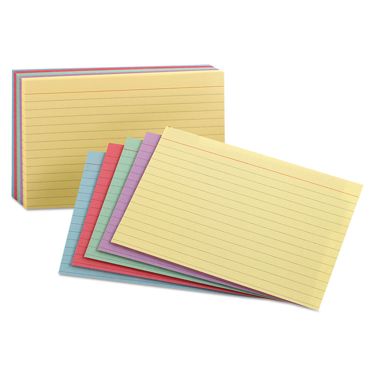 Picture of Ruled Index Cards, 3 x 5, Blue/Violet/Canary/Green/Cherry, 100/Pack