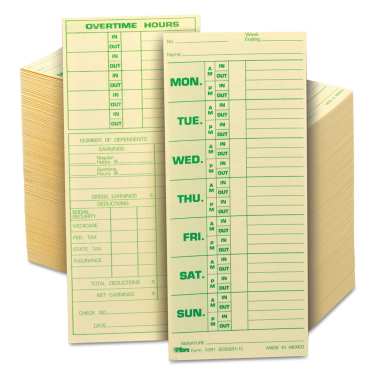 Picture of Time Card for Pyramid Model 331-10, Weekly, Two-Sided, 3 1/2 x 8 1/2, 500/Box