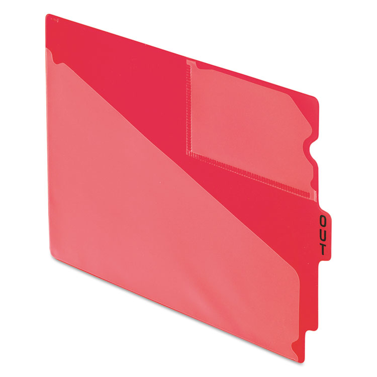 Picture of End Tab Poly Out Guides, Center "OUT" Tab, Letter, Red, 50/Box