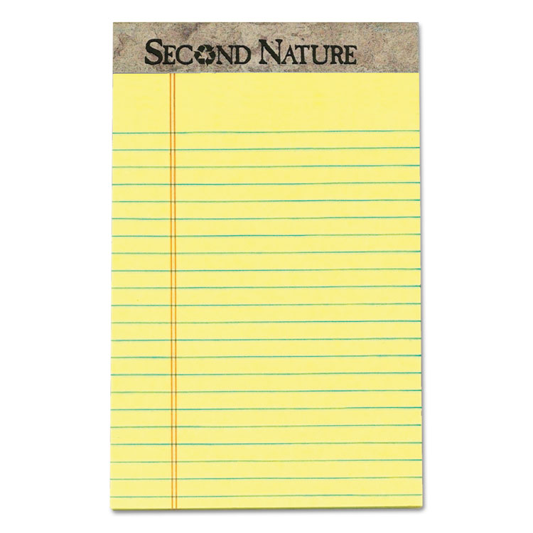 Picture of Second Nature Recycled Pads, Jr. Legal, 5 x 8, Canary, 50 Sheets, Dozen
