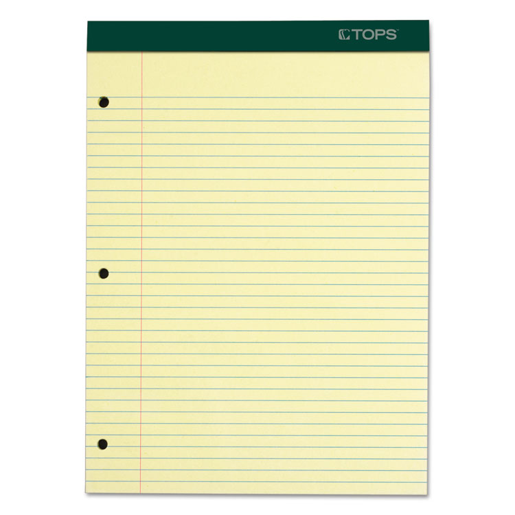Picture of Double Docket Writing Pad, 8 1/2 x 11 3/4, Canary, 100 Sheets