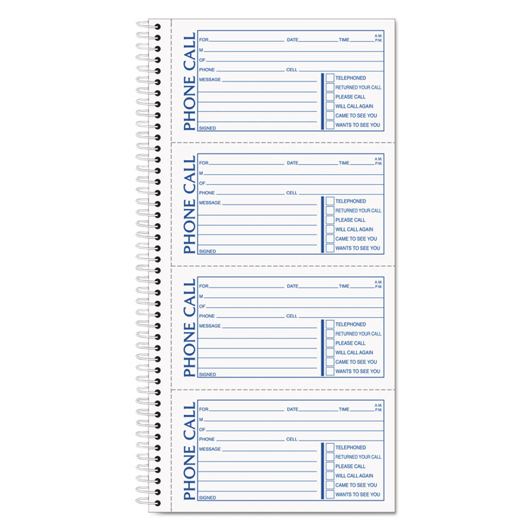 Picture of Spiralbound Message Book, 2 3/4 x 5, Two-Part Carbonless, 200/Book