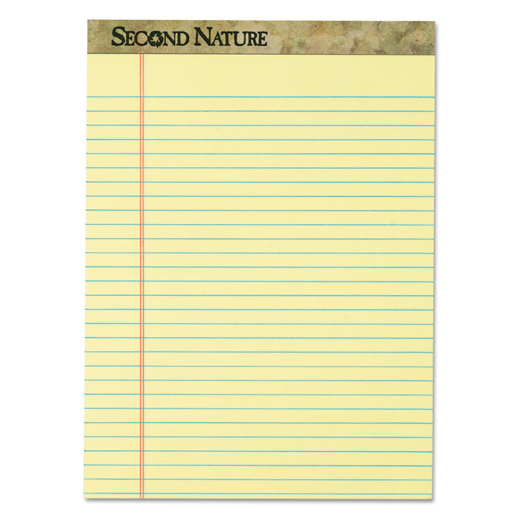 Picture of Second Nature Recycled Pads, 8 1/2 x 11 3/4, Canary, 50 Sheets, Dozen