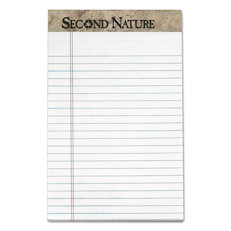 Picture of Second Nature Recycled Pads, Lgl/Margin Rule, 5 x 8, White, 50 Sheets, Dozen