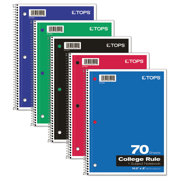 Picture of Coil Lock Wirebound Notebooks, College/Medium, 10 1/2 x 8, White, 70 Sheets