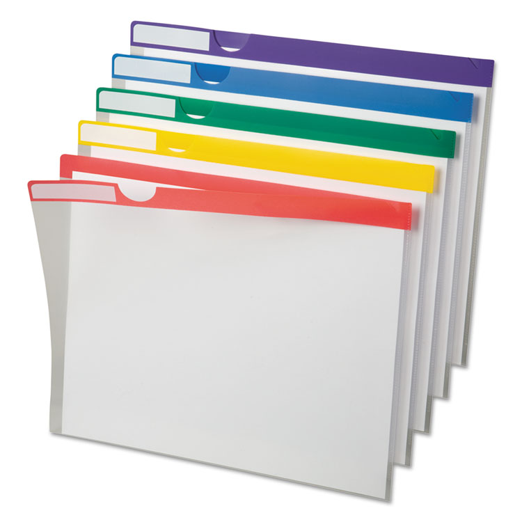 Picture of Clear Poly Index Folders, Letter, Assorted Colors, 10/Pack