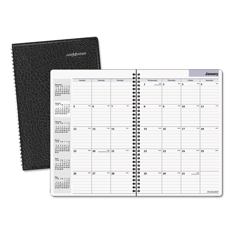 Picture of Monthly Planner, 7 7/8 x 11 7/8, Black Two-Piece Cover, 