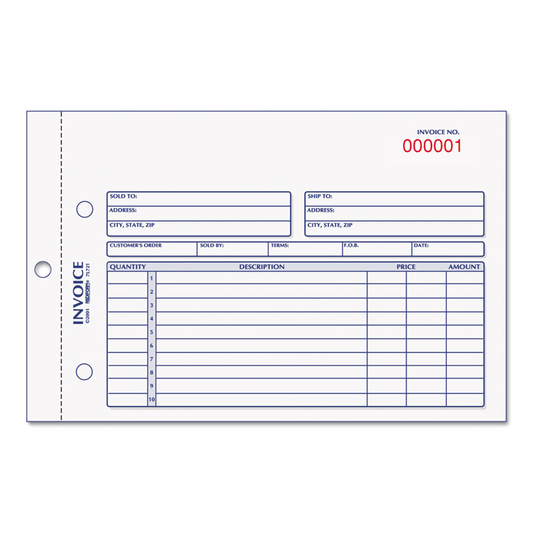 Picture of Invoice Book, 5 1/2 x 7 7/8, Carbonless Duplicate, 50 Sets/Book