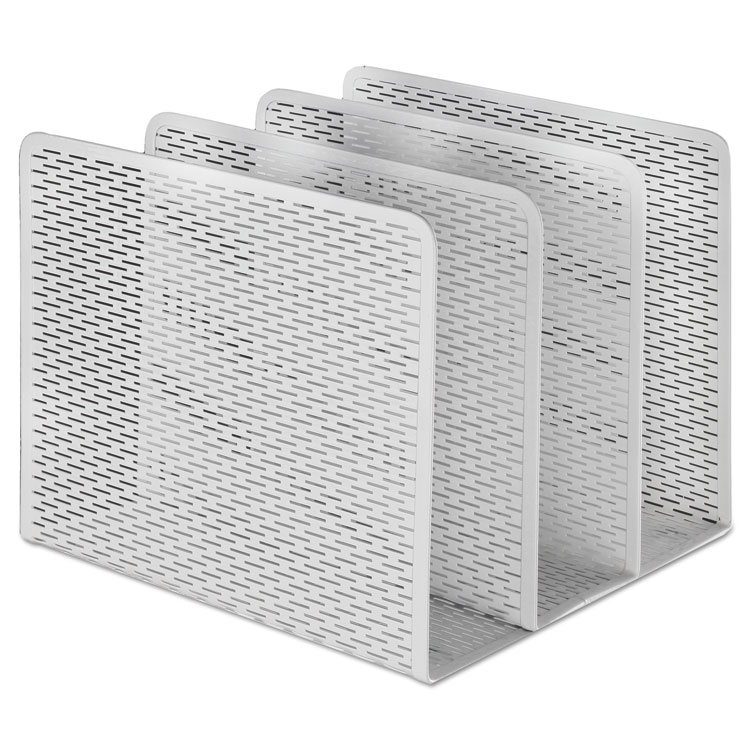 Picture of Urban Collection Punched Metal File Sorter, Three Sections, 8 X 8 X 7 1/4, White