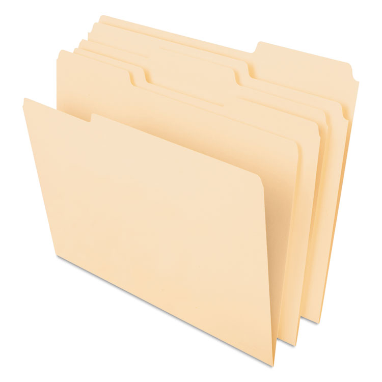 Picture of CutLess File Folders, 1/3 Cut Top Tab, Letter, Manila, 100/Box