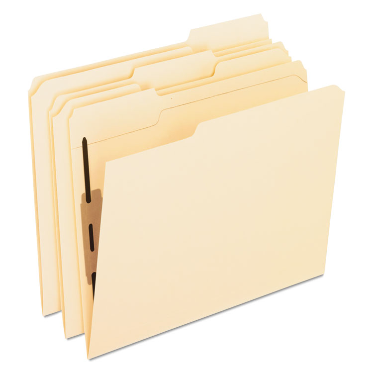 Picture of Folders with Two Bonded Fasteners, 1/3 Cut Top Tab, Letter, Manila, 50/Box