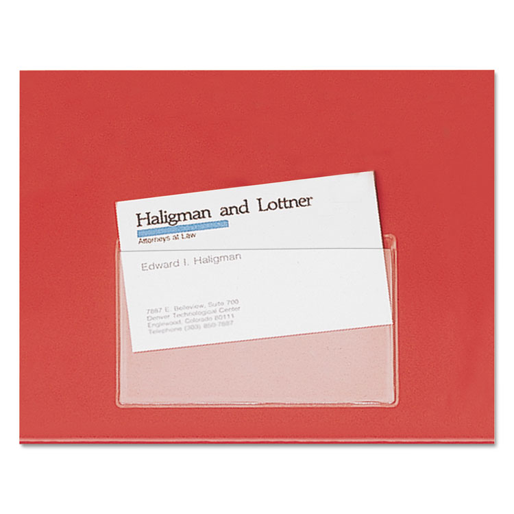 Picture of HOLD IT Poly Business Card Pocket, Top Load, 3 3/4 x 2 3/8, Clear, 10/Pack