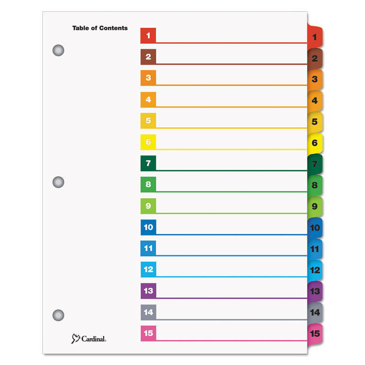 Picture of Traditional OneStep Index System, 15-Tab, 1-15, Letter, Multicolor, 15/Set