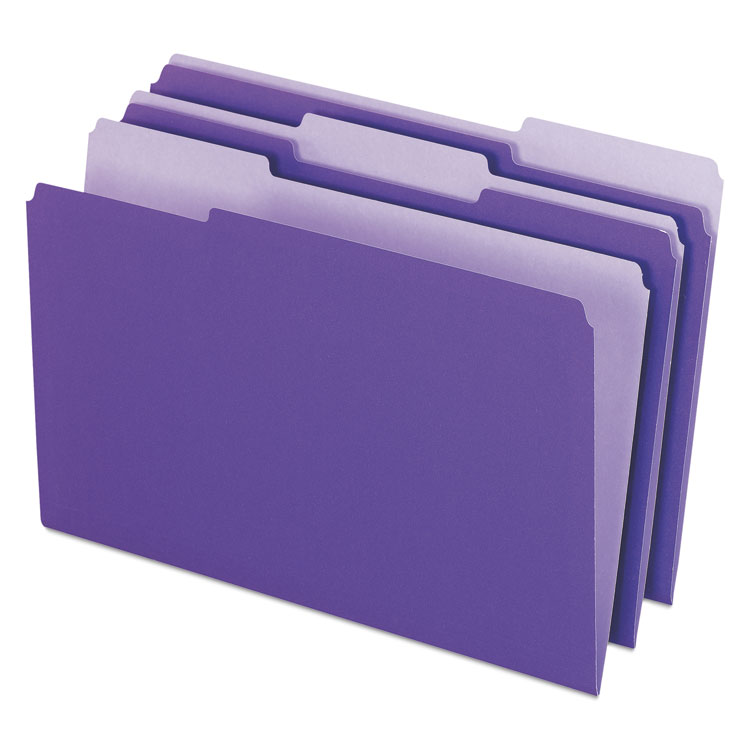 Picture of Interior File Folders, 1/3 Cut Top Tab, Legal, Violet, 100/Box