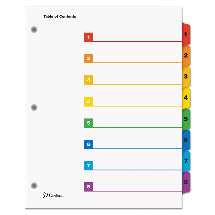 Picture of QuickStep OneStep Bulk Index System, Title: 1-8, Letter, Multicolor, 24 Sets/Box