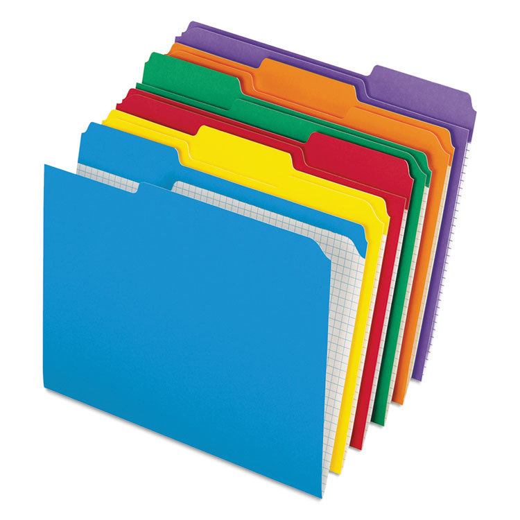 Picture of Reinforced Top Tab File Folders, 1/3 Cut, Letter, Assorted, 100/Box