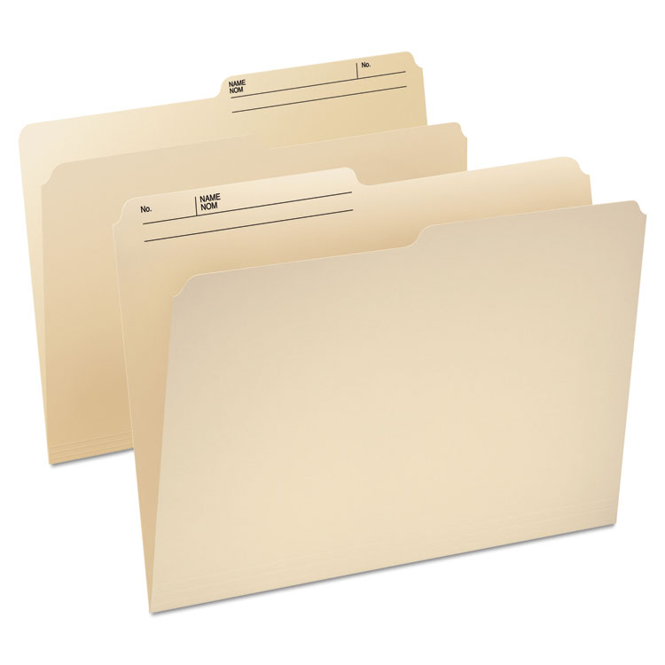 Picture of CutLess/WaterShed File Folders, 1/3 Cut Top Tab, Letter, Manila, 100/Box