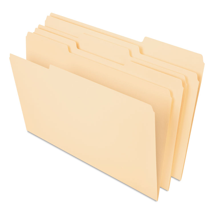 Picture of File Folders, 1/3 Cut Top Tab, Legal, Manila, 100/Box
