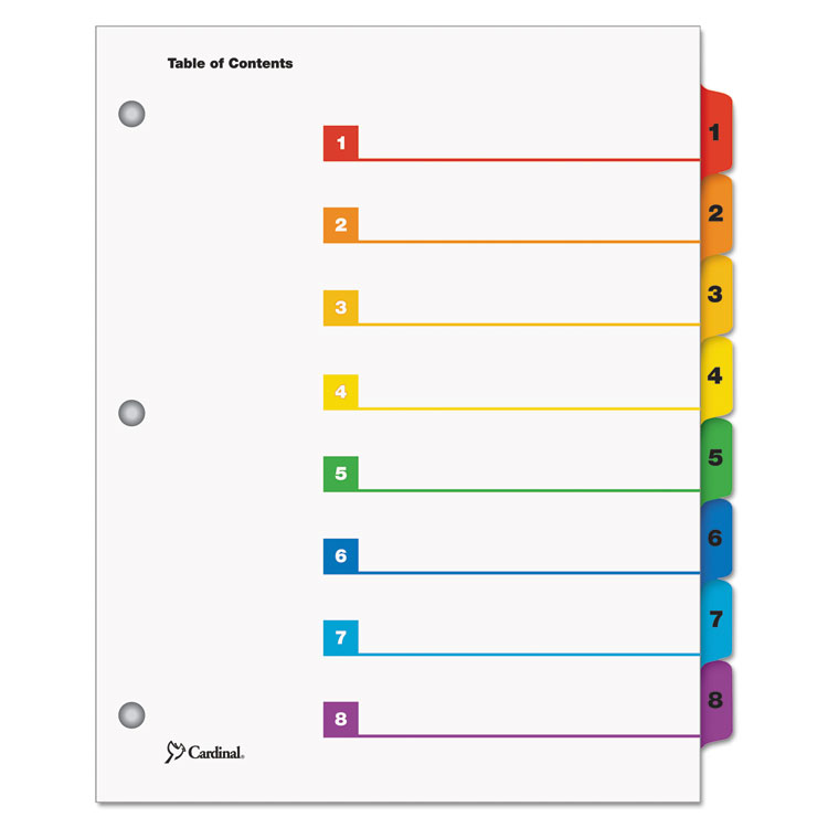 Picture of Traditional OneStep Index System, 8-Tab, 1-8, Letter, Multicolor, 1 Set