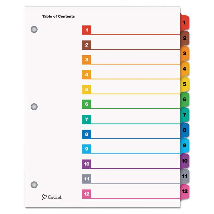 Picture of Traditional OneStep Index System, 12-Tab, 1-12, Letter, Multicolor, 12/Set