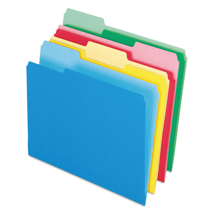 Picture of CutLess/WaterShed File Folders, 1/3 Cut Top Tab, Letter, Assorted, 100/Box