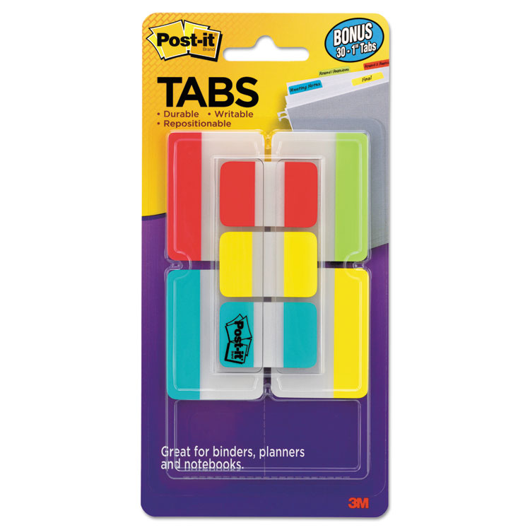 Picture of Tabs Value Pack, 1" and 2", Aqua/Lime/Red/Yellow, 114/PK